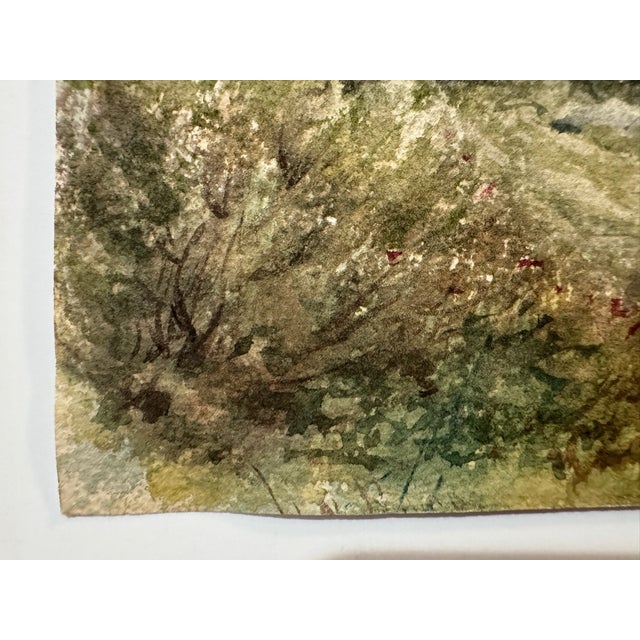 Early 20th Century Attributed to Frank Henry Mason Country Landscape Trees Distant Village Watercolor For Sale - Image 4 of 7