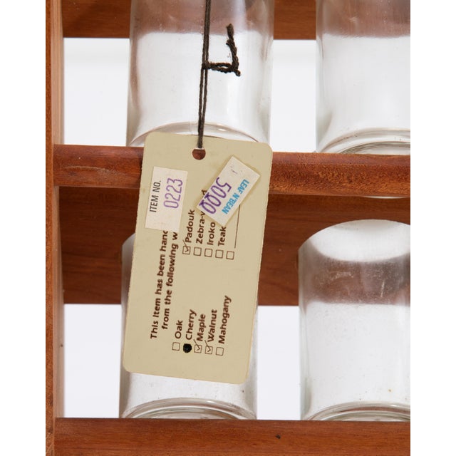 Brown Exotica Woodworkers 18 Jar Hanging Spice Rack Maple Walnut Padouk Mid Century For Sale - Image 8 of 9