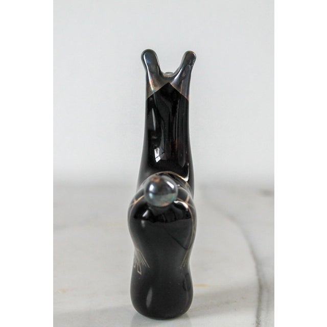 Metal Vintage Copabella Peruvian Art Glass Llama Paperweight / 990 Silver Overlay For Sale - Image 7 of 10