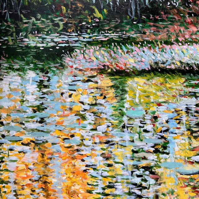 "Autumn in Giverny" Framed Contemporary Expressionist Style Landscape Acrylic Painting For Sale - Image 4 of 12