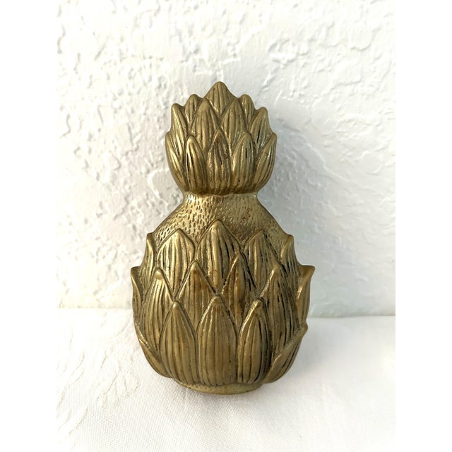 Stylish vintage solid brass figural pineapple door knocker. Excellent detail in an antique finish.