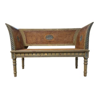 Late 20th Century Furniture Classics Limited "Bayonne" Louis XVI Style Painted and Caned Settee Bench For Sale