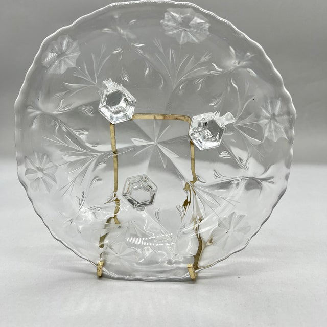 1940s Vintage American Brilliant Period Cut Glass Three Toed Footed Bon Bon Dish For Sale - Image 5 of 12