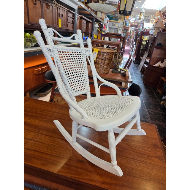 1890s Victorian Childs Rattan Wicker Rocking Chair For Sale - Image 9 of 9