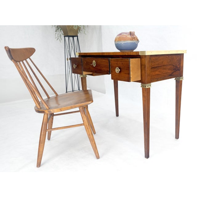 Baker Very Fine All Rosewood & Brass Gallery Trim Petit Desk Console Table MINT! For Sale - Image 12 of 14