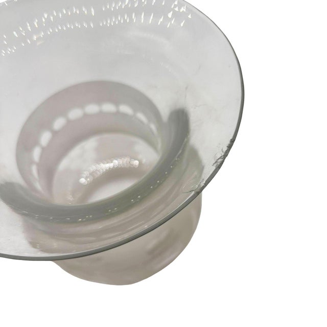 White Late 19th Century Victorian Two-Tone Frosted Wheel Cut Glass Oil Lamp Fluted Hurricane Shade For Sale - Image 8 of 8