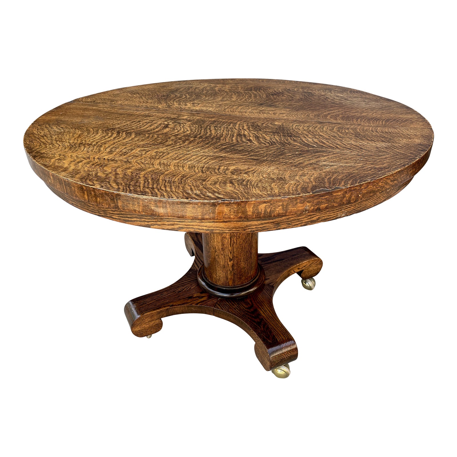 Early 20th C. Antique Tiger Wood Empire Dining Table Chairish