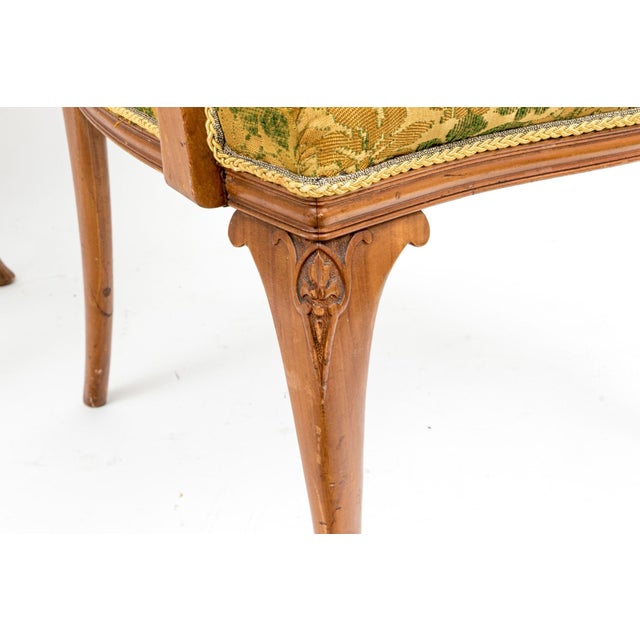 Antique Rococo Revival Salon Chairs — Matching Armchair and Side Chair, Circa 1900 For Sale - Image 15 of 18