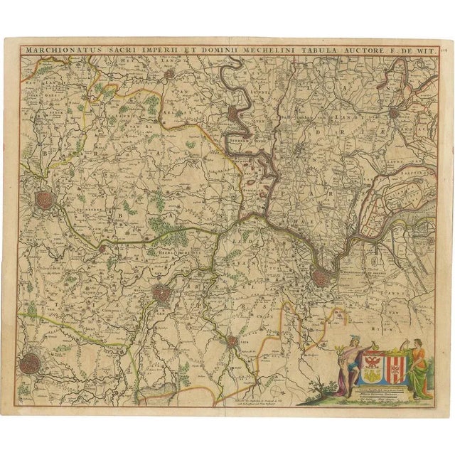 Antique Map of Part of Flanders by F. De Wit, 1680 For Sale - Image 5 of 5