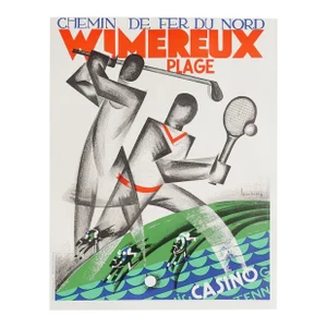 1929 Wimereux-Plage Art Deco Poster 1989 Lithograph Reissue