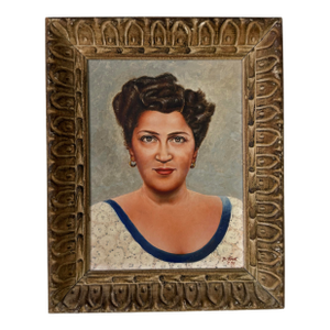 1956 Vintage Joe Beck Woman Portrait – Oil on Canvas Board Painting