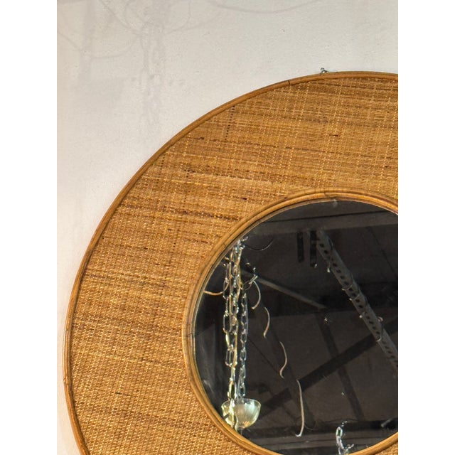 Vintage Italian Rattan Mirror For Sale - Image 4 of 7