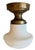 Art Deco 1920s Ribbed Schoolhouse Milk Glass Flushmount Ceiling Light For Sale - Image 3 of 8
