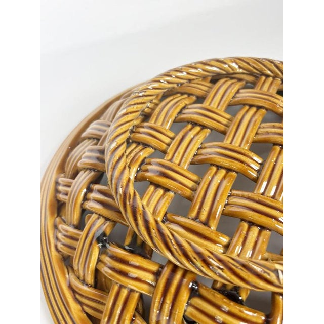 Yellow and Green Ceramic Bread Basket, France, 1950s For Sale - Image 13 of 14