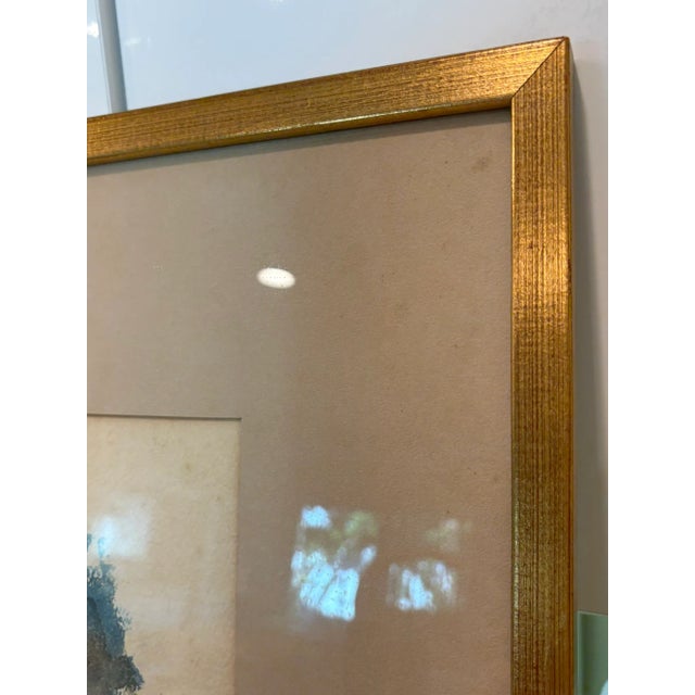 Mid-Century Modern Vintage Watercolor Portrait of Old Man With Beard Original & Signed Gilded Wood Frame For Sale - Image 3 of 15