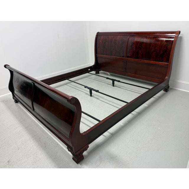 Wood Thomasville Flame Mahogany Empire Style King Size Sleigh Bed For Sale - Image 7 of 17