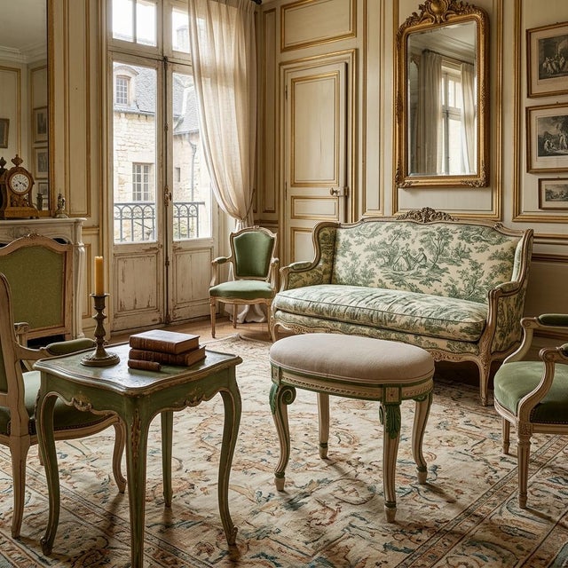 This is a charming Italian ottoman with a newly upholstered seat in pink linen. The fruitwood frame is a vintage pink and...