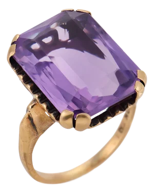 Vintage 10.80 Carat Amethyst 10k Yellow Gold Ring, Size 7.25