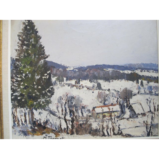 Rustic Max Theynet Signed Impressionist Swiss Rural Winter Landscape Oil Painting For Sale - Image 3 of 8