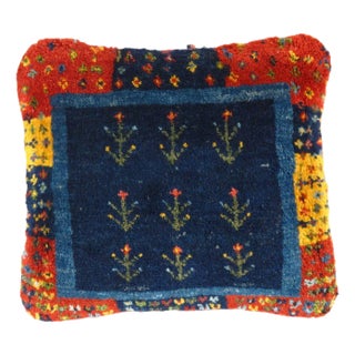 Fine Hand Knotted Persian Gabbeh Pillow For Sale