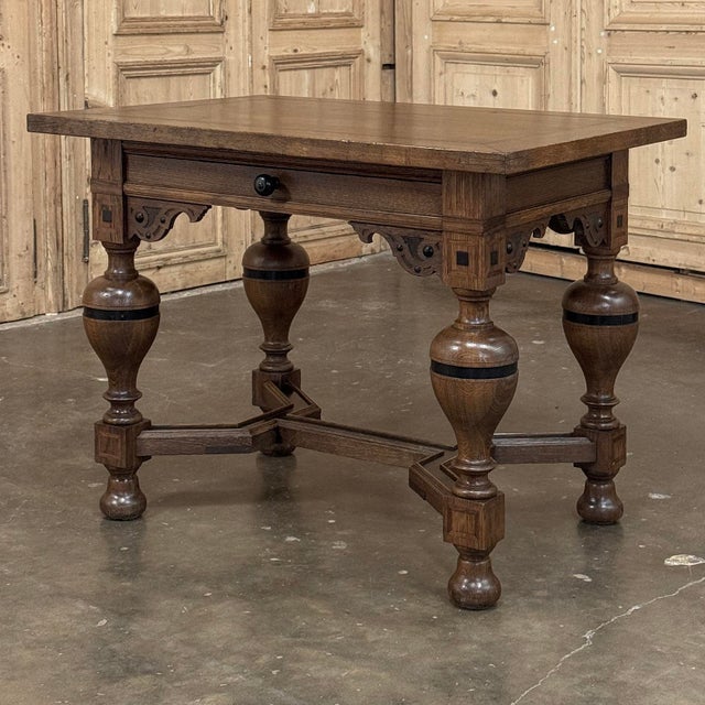 Wood 19th Century Dutch Jacobean Style Oak Table With Ebonized Trim For Sale - Image 7 of 18