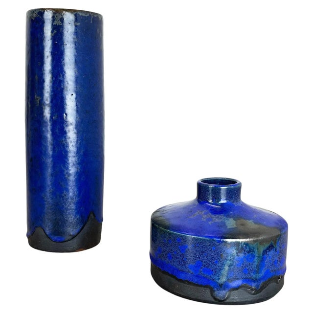 Blue Ceramic Studio Vase from Gerhard Liebenthron, Germany, 1970s, Set of 2 For Sale - Image 18 of 18