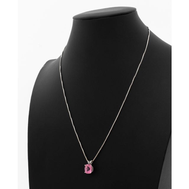 Contemporary 14k White Gold Rubellite Pendant Necklace For Sale - Image 3 of 6
