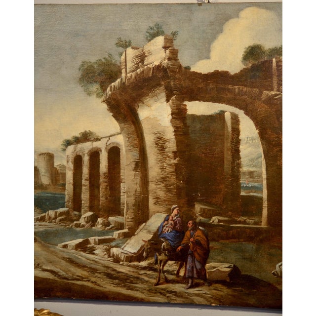 Circle of Antonio Travi / Il Sestri, Landscape Capriccio, 1630, Oil on Canvas, Framed For Sale - Image 9 of 14