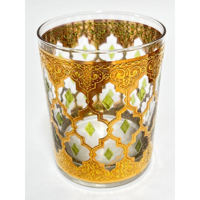 Vintage Set of 4 Old Fashioned Valencia by Culver With 22-Karat Gold For Sale In Palm Springs - Image 6 of 12