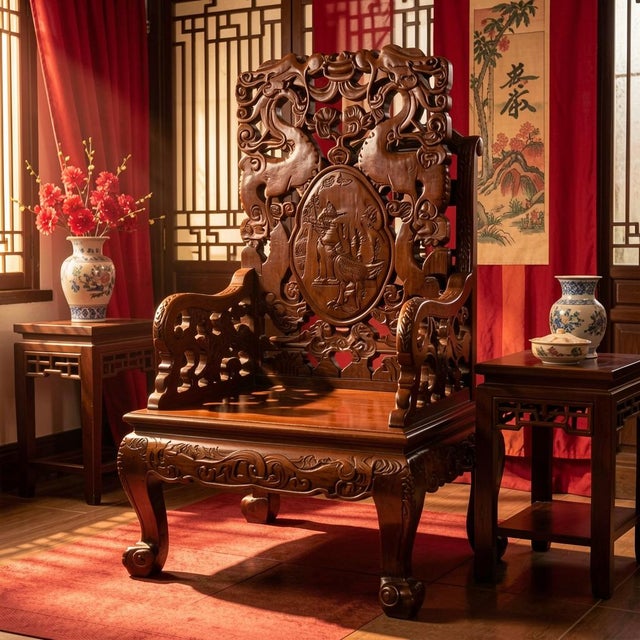 The Legend of the Treaty Port Dragon Here is a historical tale based on the specific iconography of your chair that you...