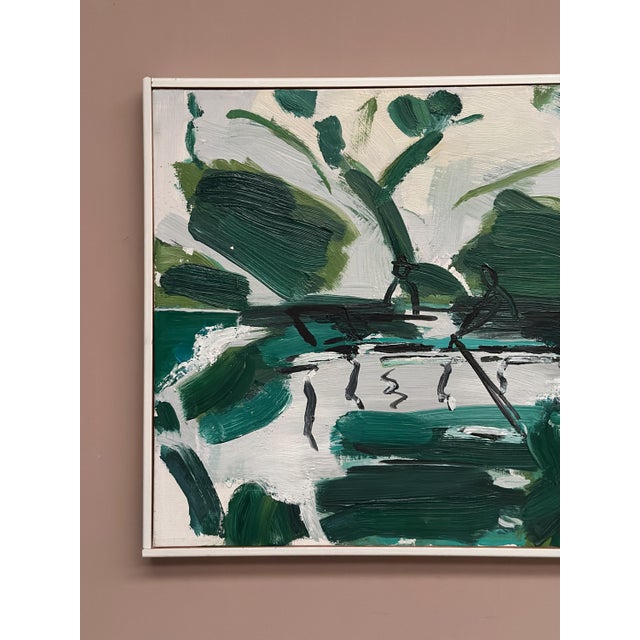 Bo Swenson, Rowboats in a Green Landscape, 2004, Oil Painting on Canvas, Framed For Sale - Image 16 of 18