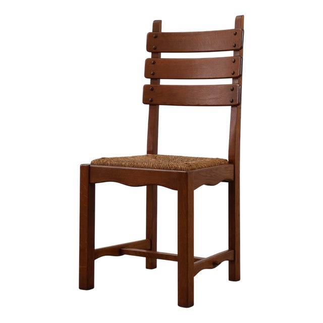 Mid-Century Modern Brutalist Oak and Wicker Chair, 1960 For Sale