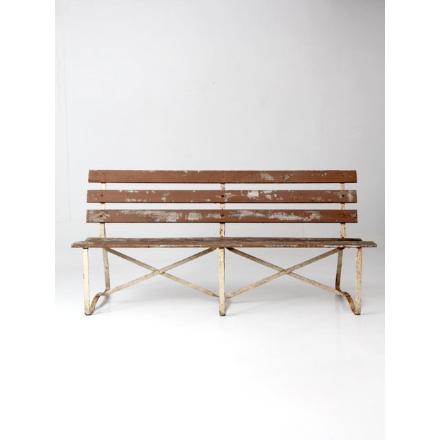 Vintage Wood and Metal Garden Bench For Sale - Image 12 of 13