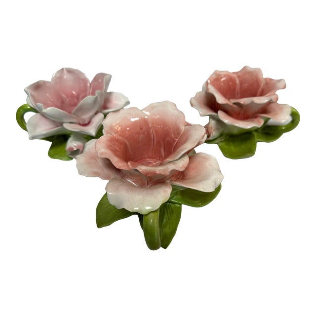 Capodimonte Blooming Flower Candle Holders, Set of Three For Sale