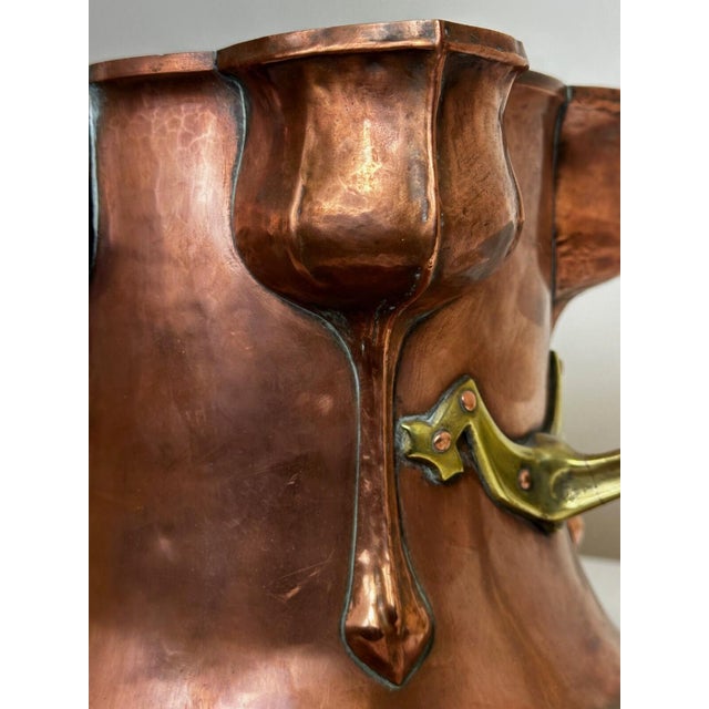 Beautiful Antique Dutch Copper Quatrefoil Cachepot Home Garden Planter With Brass Handles, Tulip Motif, Late 19th C For Sale - Image 10 of 16