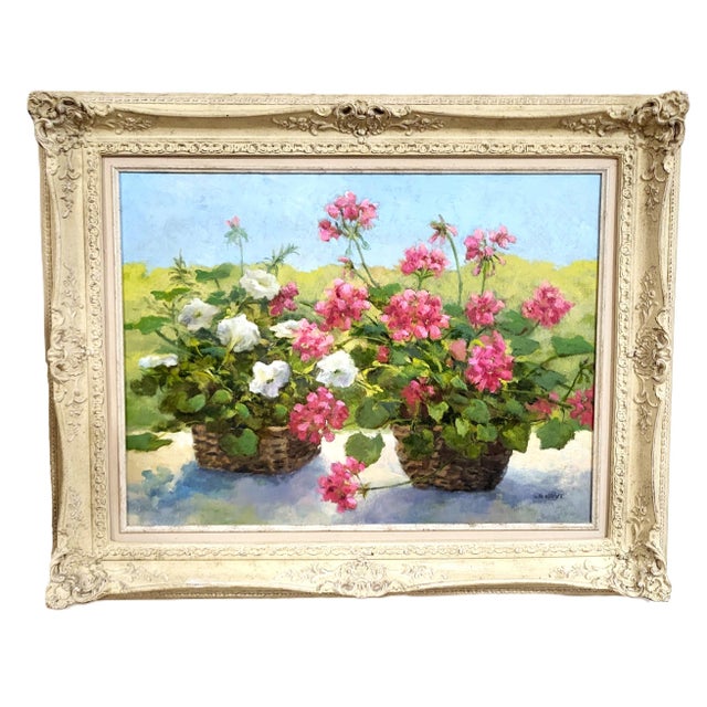 Vintage American 20th C Framed Oil Painting Martha's Vineyard Flowers Still Life For Sale - Image 4 of 15