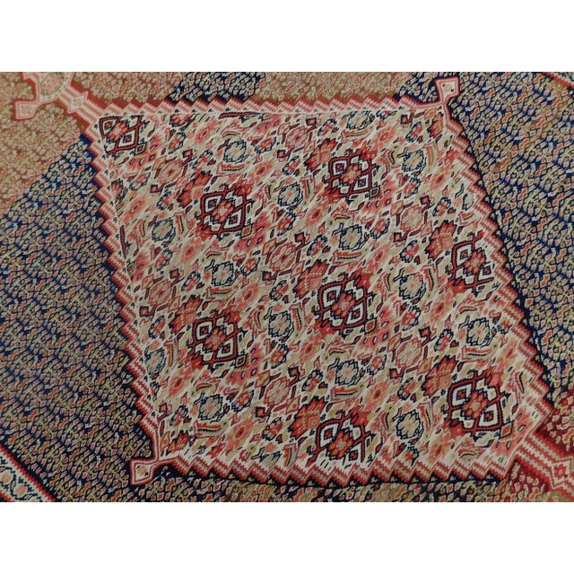 Tan 1880's Fine Antique Persian Flatwoven Senneh Kilim Rug 4'4"x 6'8" For Sale - Image 8 of 13