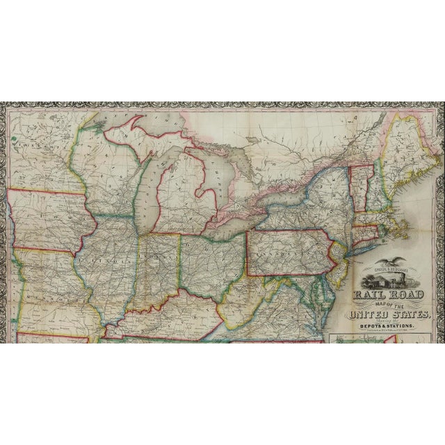 1866 Ensign & Bridgman's Rail Road Map of the United States, Showing Depots & Stations For Sale - Image 4 of 6