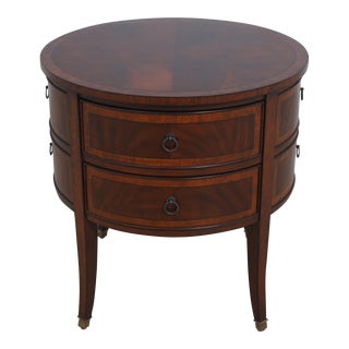 Ethan Allen Round Figural Mahogany Lamp Table For Sale