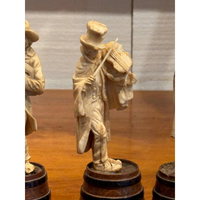 Bone 19th Century Carved Musical Figures - Set of 7 For Sale - Image 7 of 9