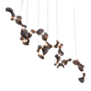 Dune 20 Spiral Chandelier with Shades in Dark Bronze Metallic Tone by Daniel Becker for Moss Objects For Sale