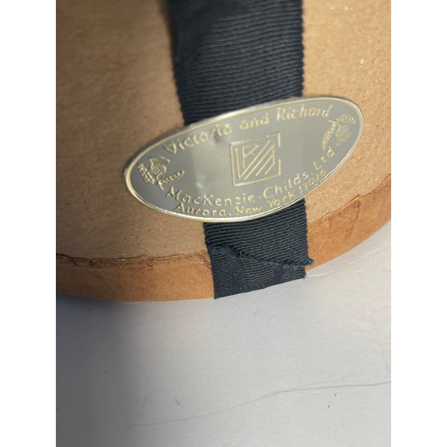 Tan 1970s McKenzie and Childs Original Handpainted Kamp Shades Pair in Box For Sale - Image 8 of 9