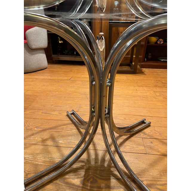 1970’s Chrome & Glass Table For Sale - Image 9 of 12
