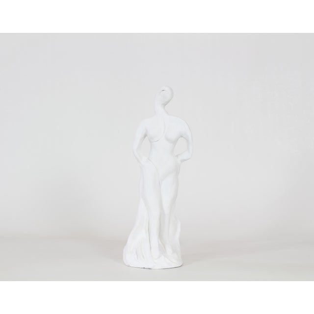 1990s Free Form White Plaster Sculpture, Female Figure Sculpture For Sale - Image 5 of 5