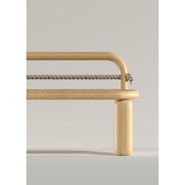 Contemporary Rope Bench in Gentle Natural Oak by Virginia Arlotto For Sale - Image 3 of 8
