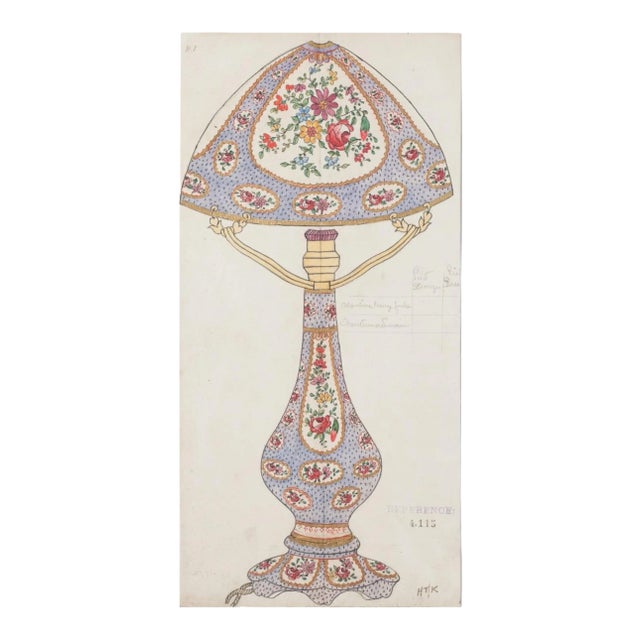 Unknown - Porcelain Lamp - Original Watercolor and Ink Drawing - 1890s For Sale
