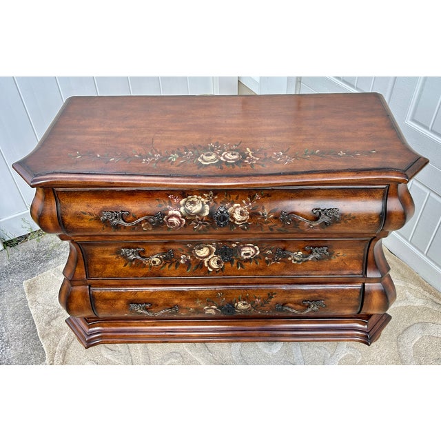 Ethan Allen Bombe Chest Tuscany Painted 3 Drawer Commode French Country Dresser For Sale - Image 11 of 13