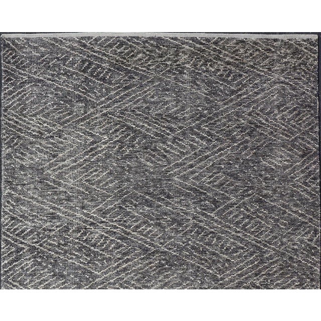 Modern Gray-Blue Rug Crosshatch Design by Keivan Woven Arts 6'0 X 9'0 For Sale - Image 4 of 11