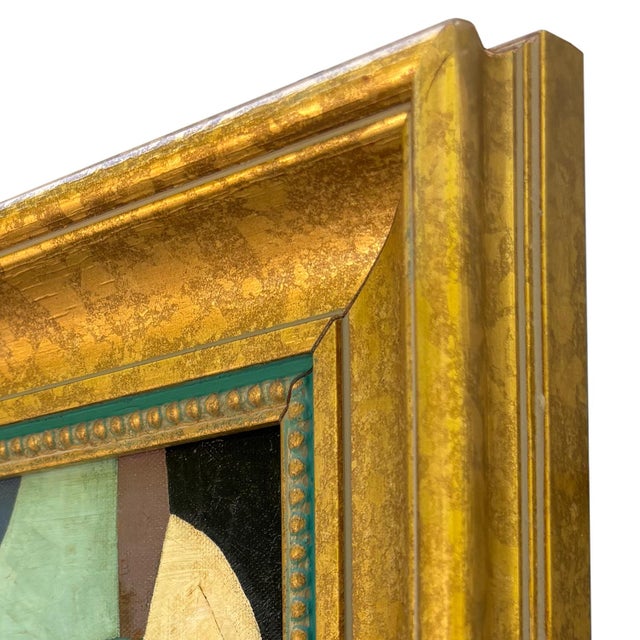 Contemporary Bold Color-Block Painting in Vintage Frame For Sale In New York - Image 6 of 6