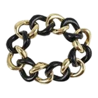 18kt Ebony Wood and Gold Link Bracelet For Sale